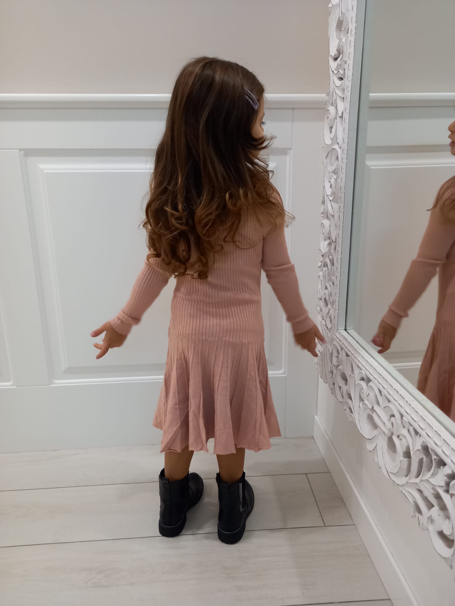 Vestito a costina bottoni gold - immagine 6