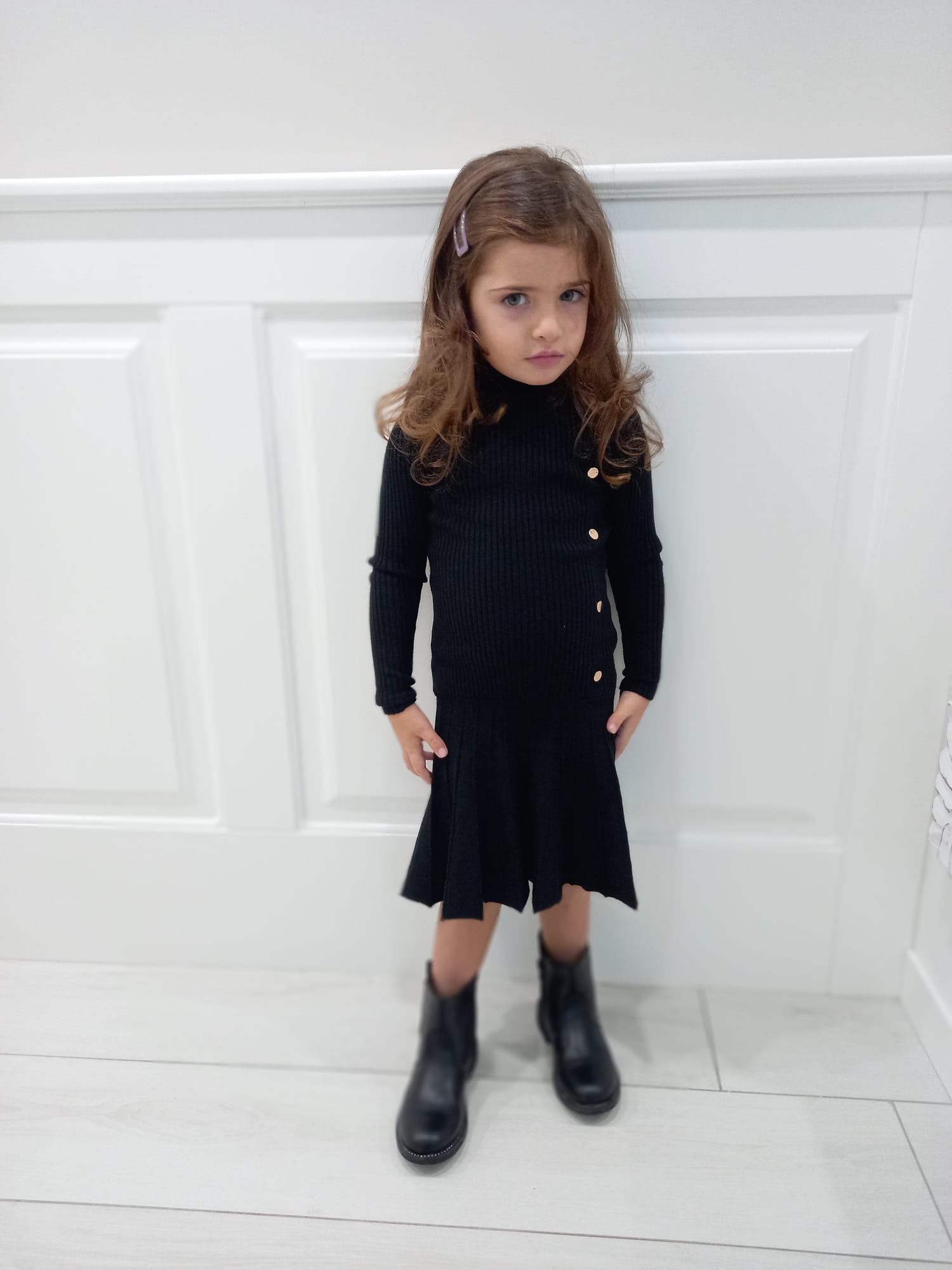 Vestito a costina bottoni gold - immagine 7