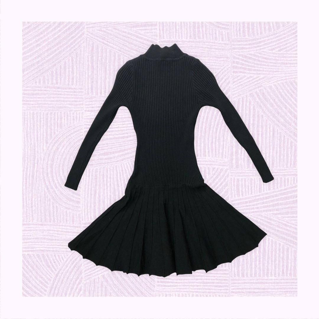 Vestito a costina bottoni gold - immagine 2