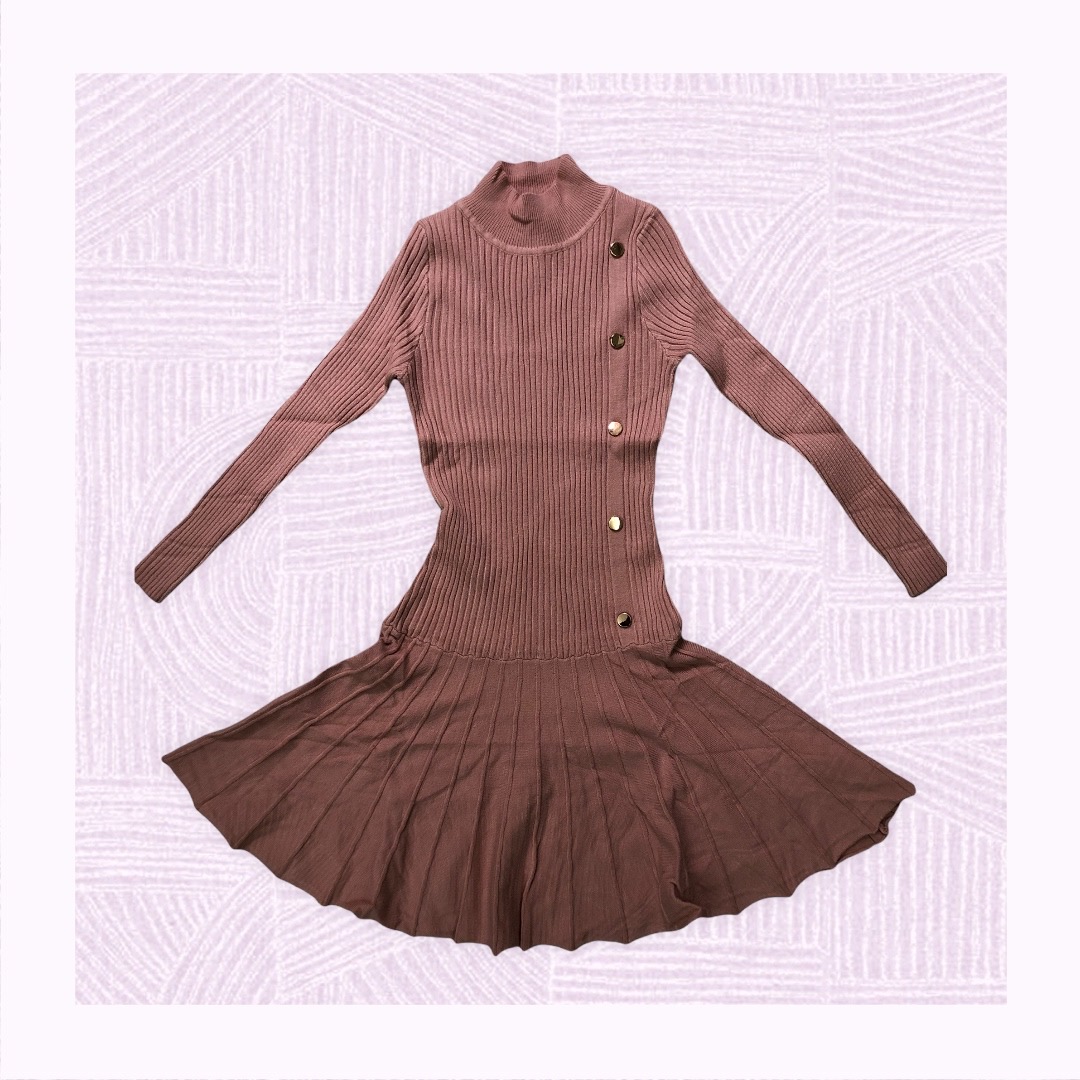 Vestito a costina bottoni gold - immagine 3