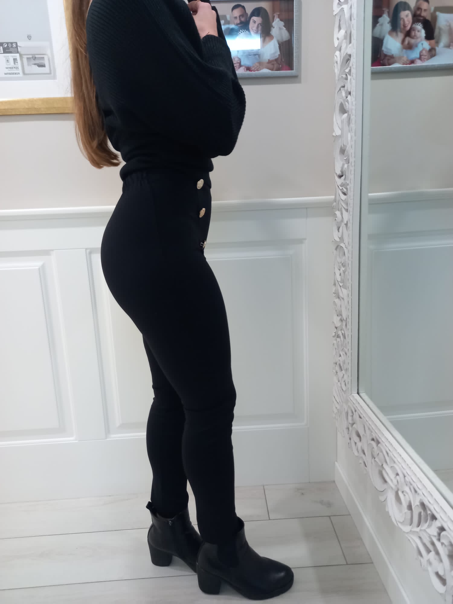 Pantalone vita alta bottoni silver - immagine 2