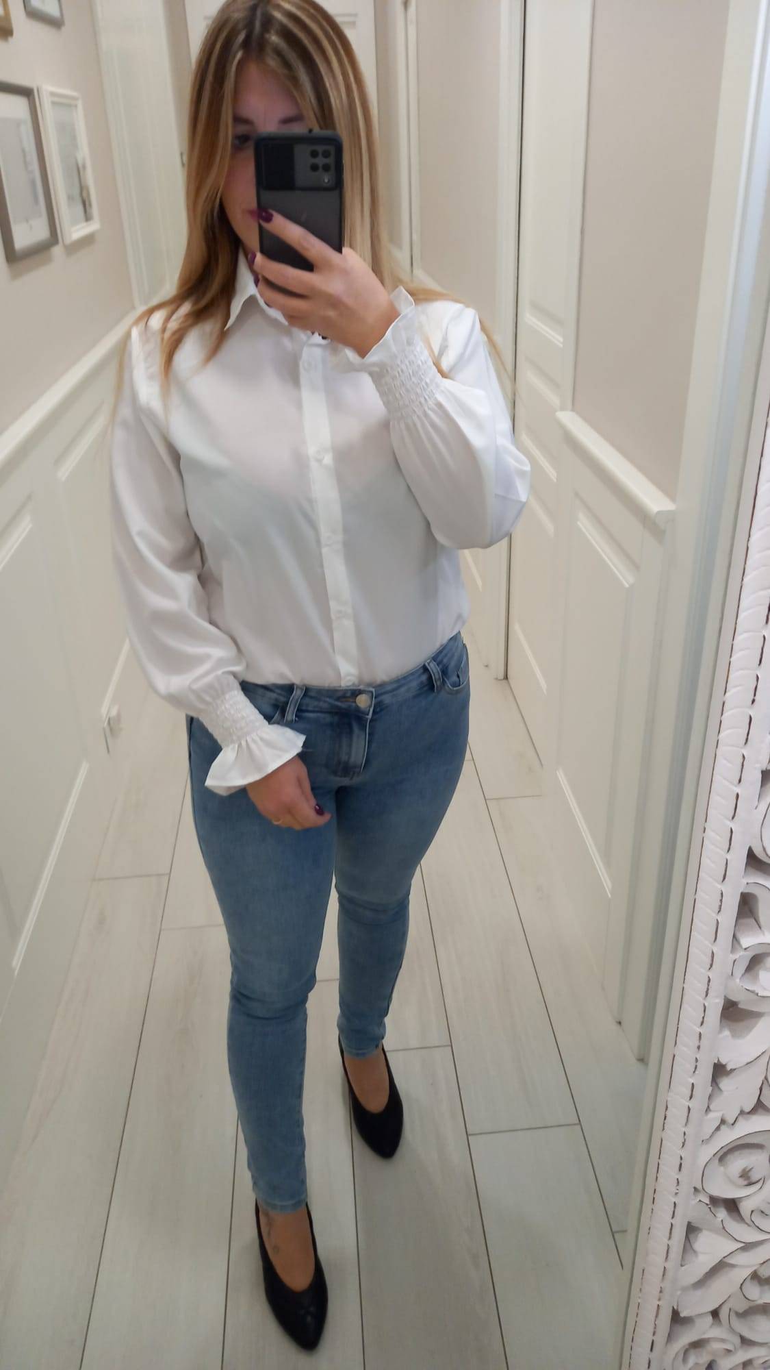 Denim push up con cintura perle - immagine 2