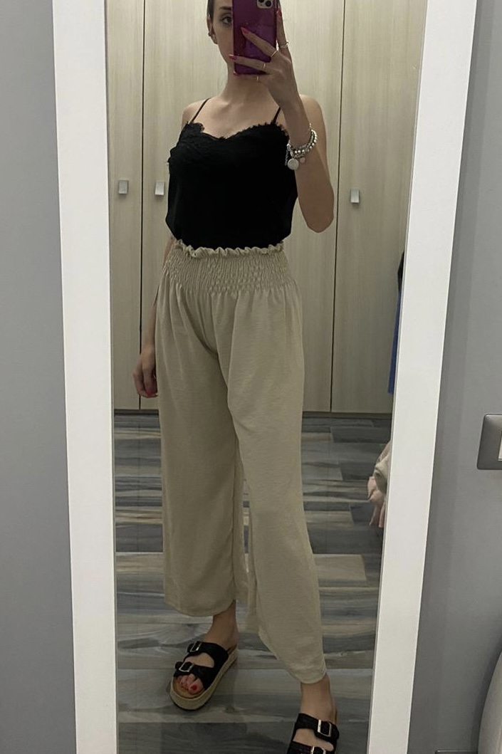 Pantalone vita alta con elastico