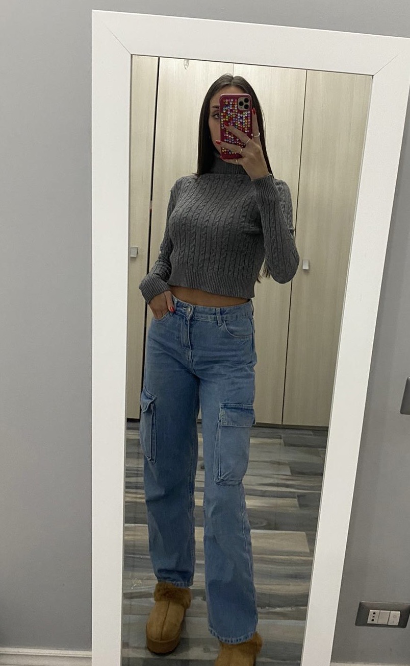 Maglia collo alto intreccio cropped - immagine 3