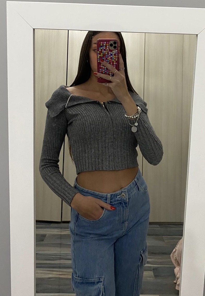 Maglia cropped con zip - immagine 6