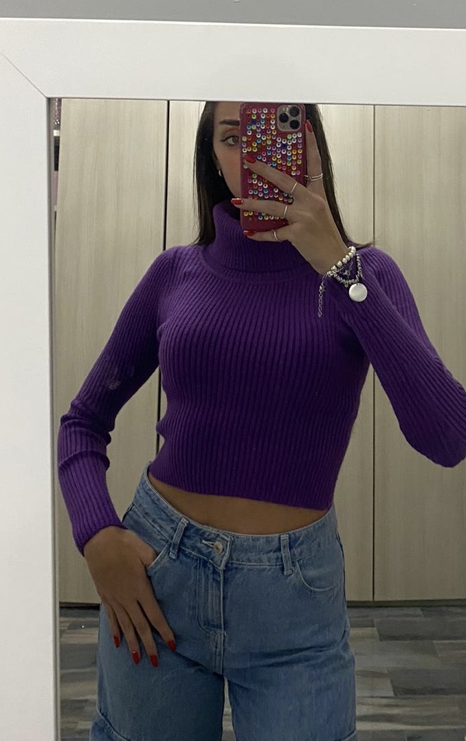 Maglione collo alto cropped - immagine 4