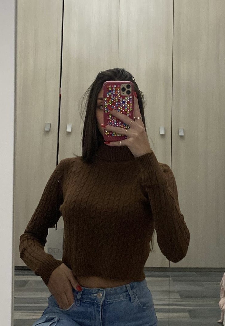 Maglia collo alto intreccio cropped - immagine 5