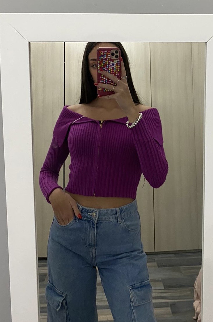 Maglia cropped con zip