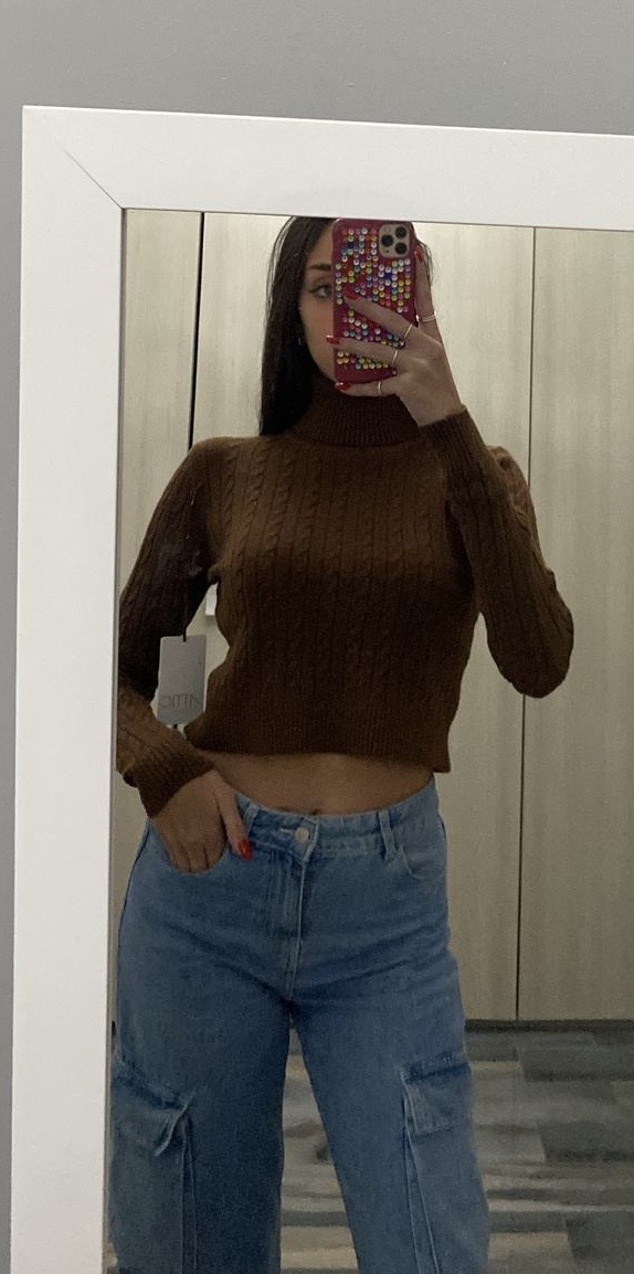 Maglia collo alto intreccio cropped - immagine 4