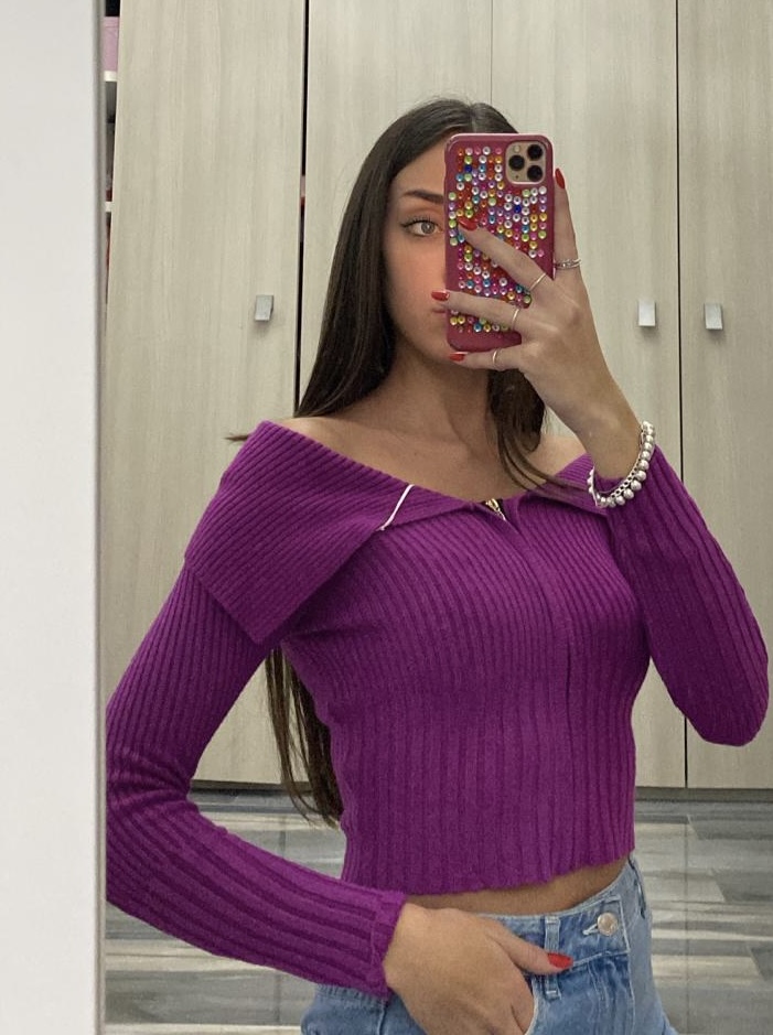Maglia cropped con zip - immagine 2