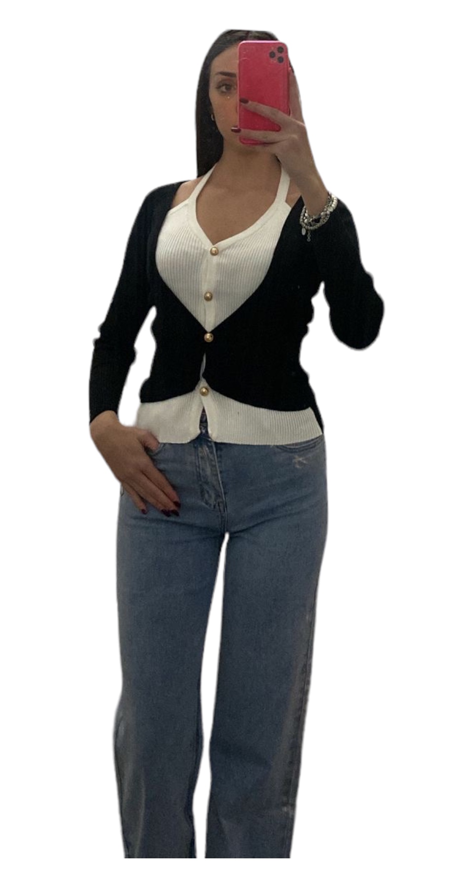 Maglia costina con doppia cucitura