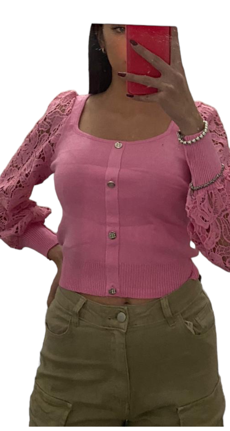 Maglia con manica in pizzo - immagine 8