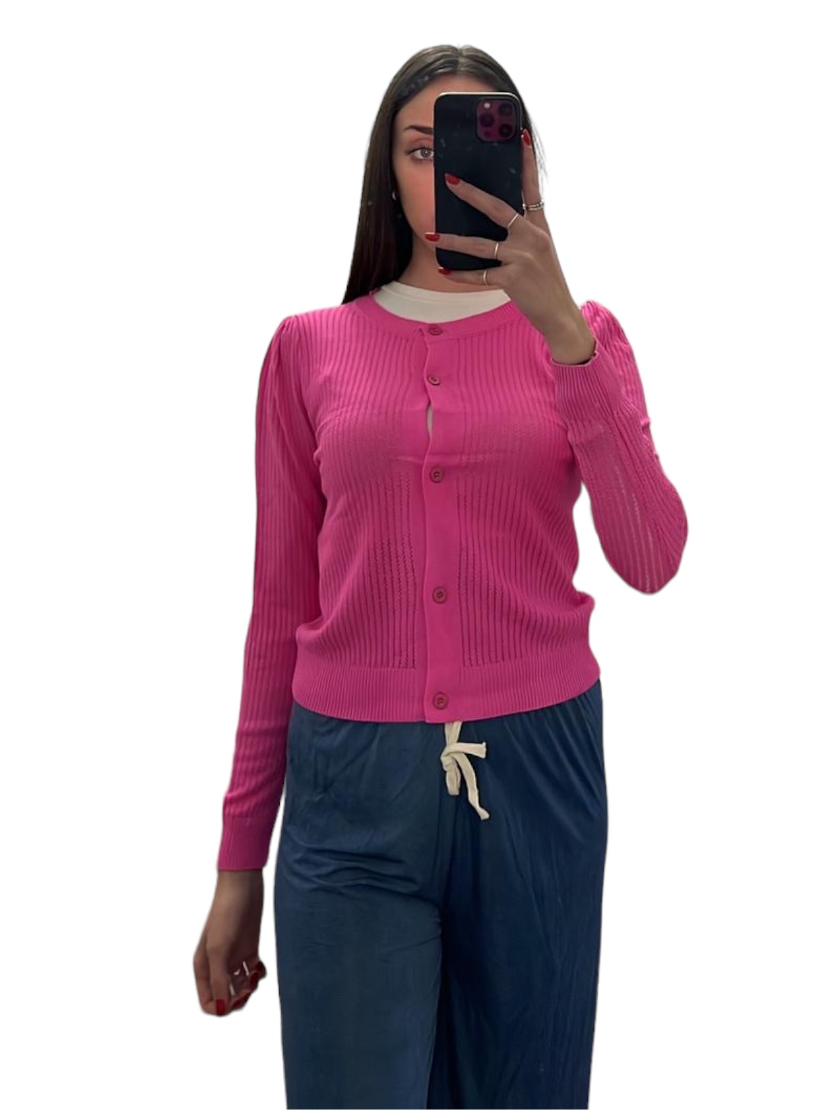 Cardigan con bottoni girocollo - immagine 6