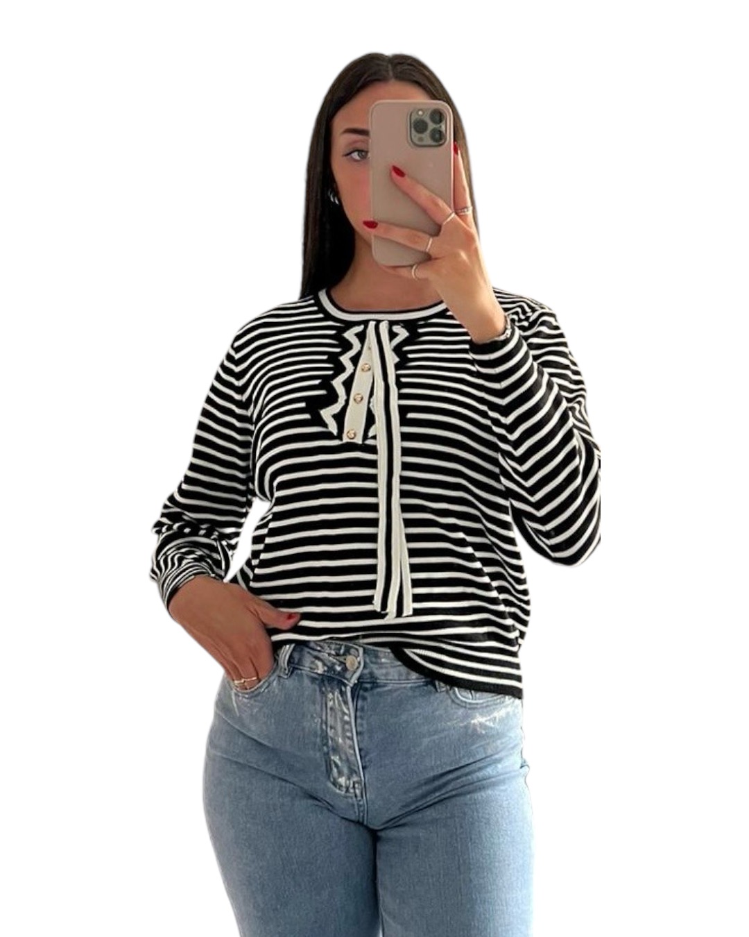 Maglia riga con laccio - immagine 4
