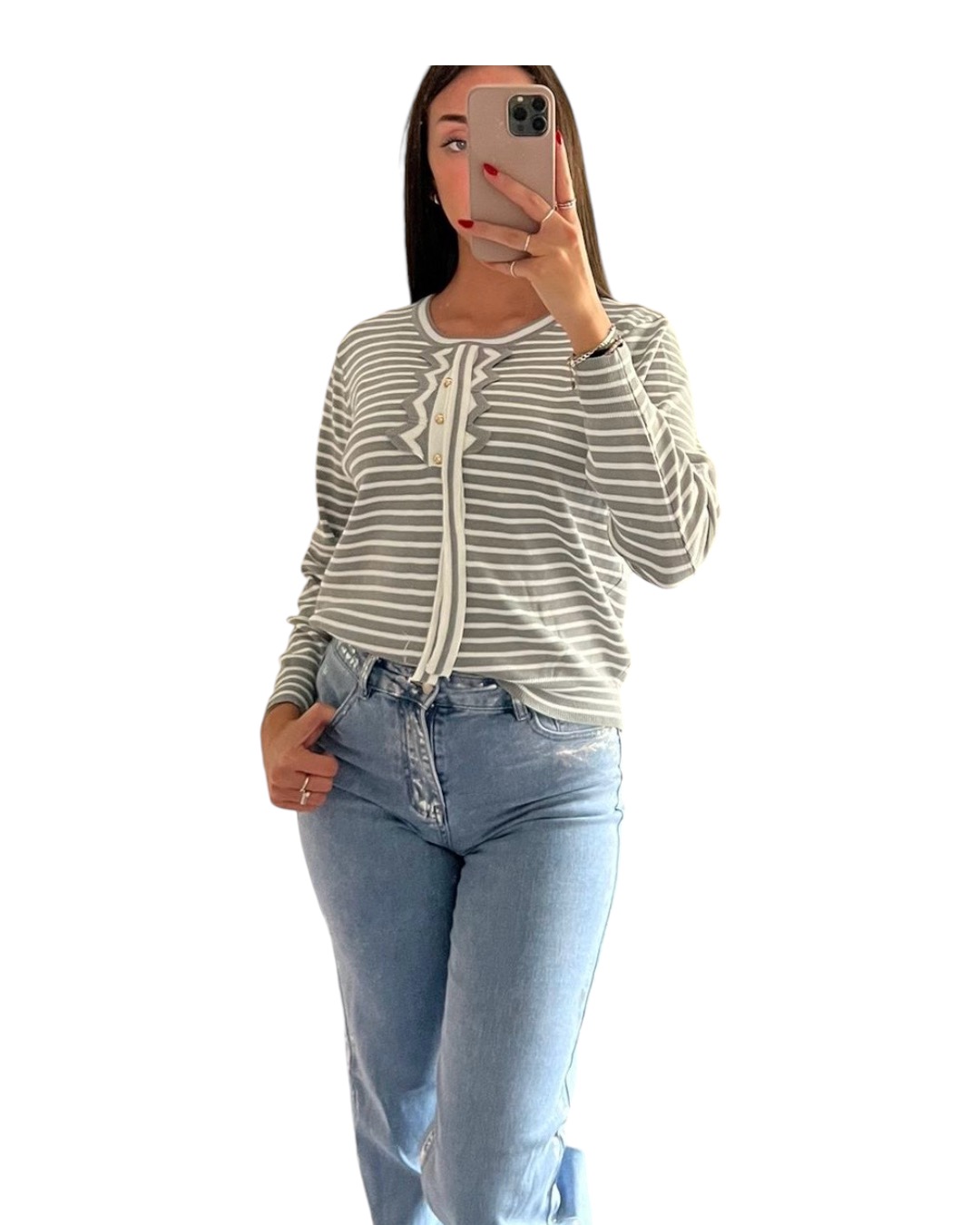Maglia riga con laccio - immagine 2