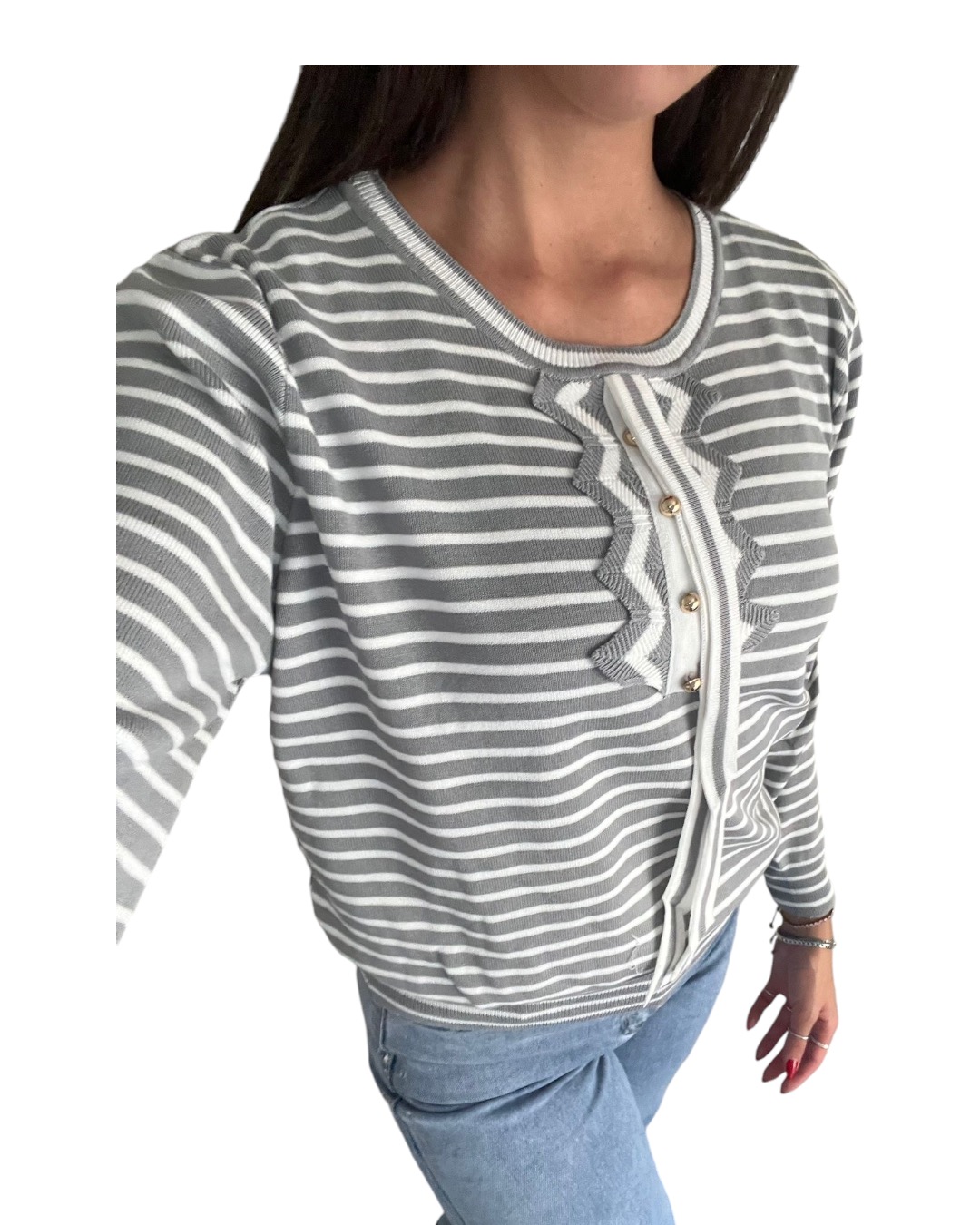 Maglia riga con laccio - immagine 3