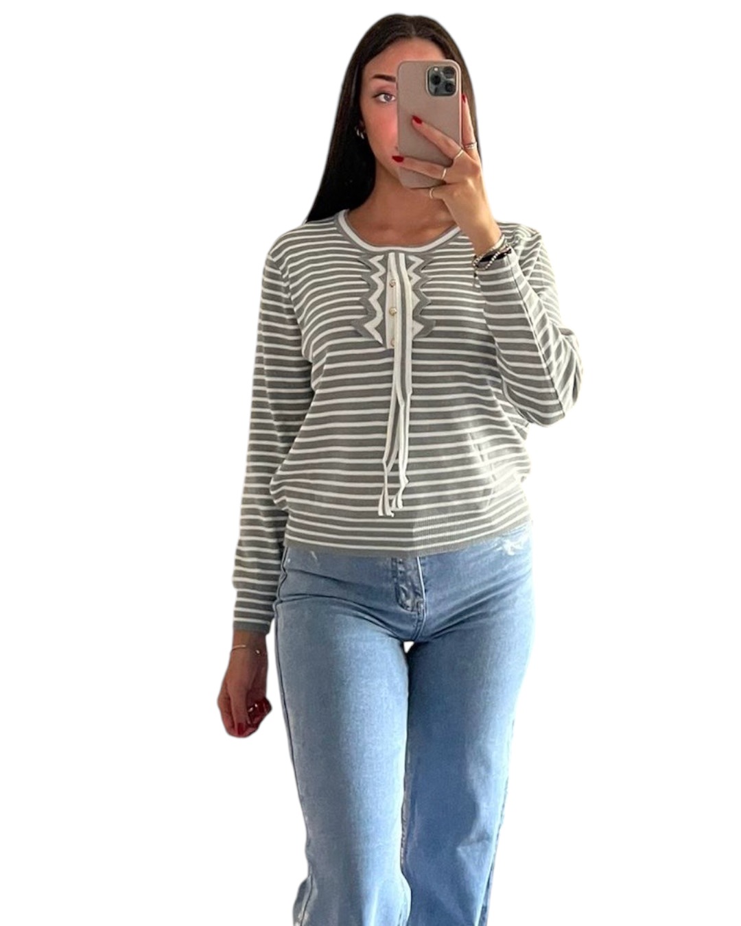 Maglia riga con laccio