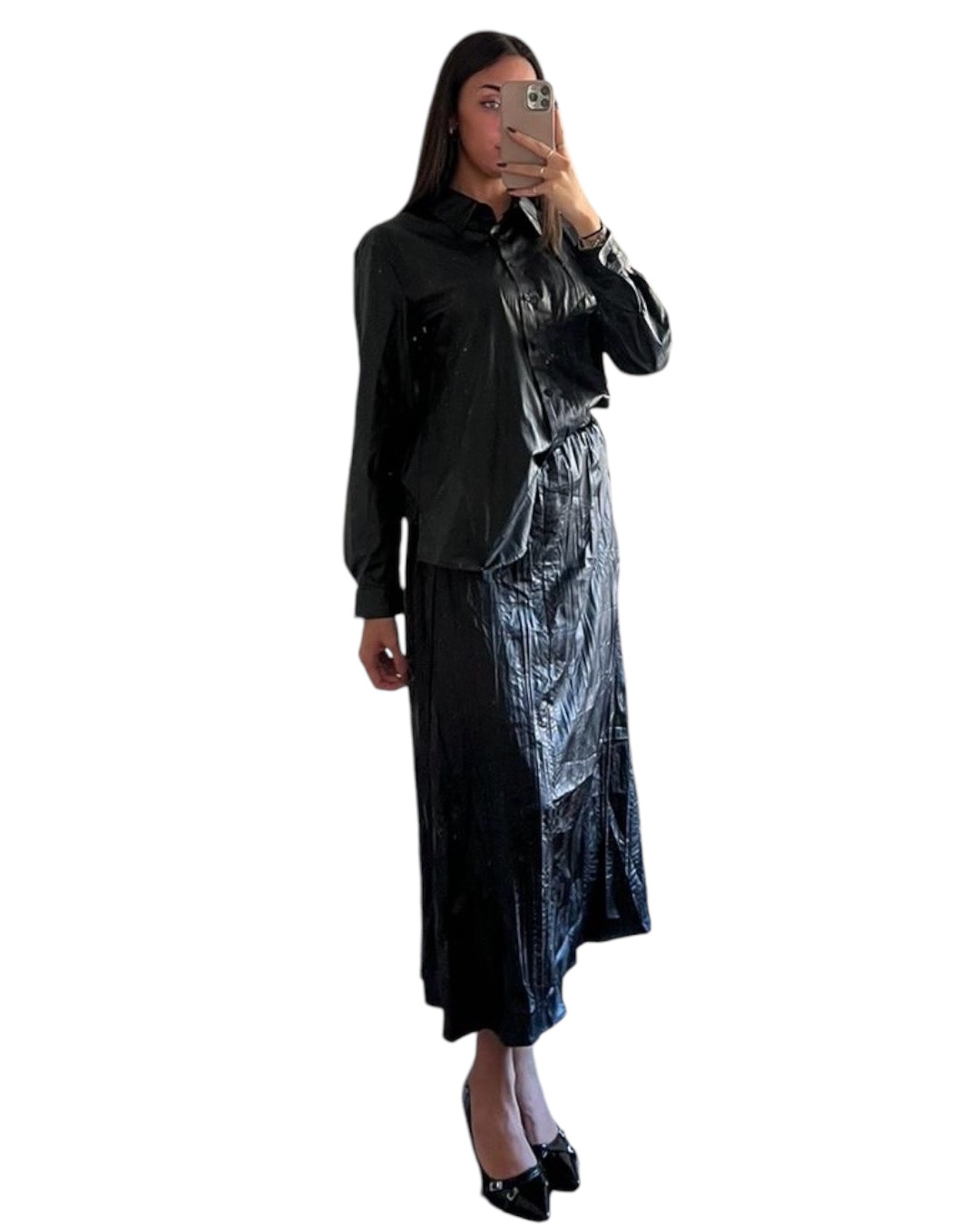 Coordinato in ecopelle con gonna - immagine 3